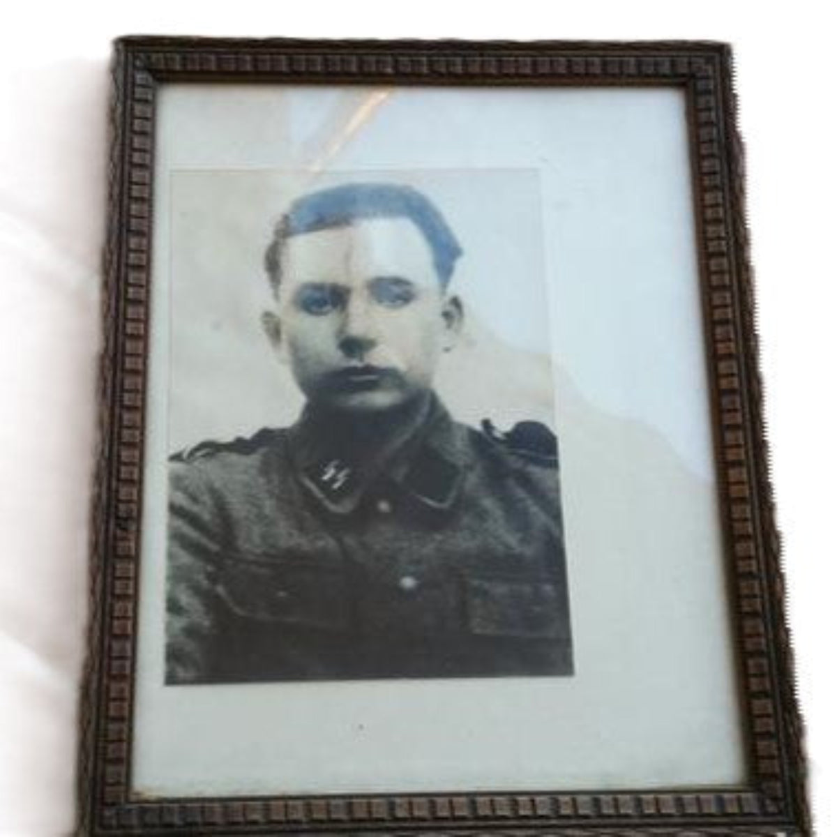 Fotografía Enmarcada de Soldado Alemán (SS) — WWII, Original